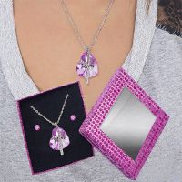 Mom Reflective Heart Necklace in Heart Box