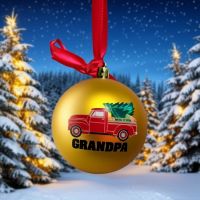 Grandpa Christmas Tree Ornament with Red Truck - Grandpa Gifts - Santa Shop Gifts