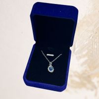 Sapphire Halo Pendant Necklace - Jewelry Gifts - Santa Shop Gifts