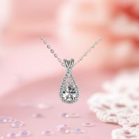 Teardrop Halo Pendant Necklace - Jewelry Gifts - Santa Shop Gifts